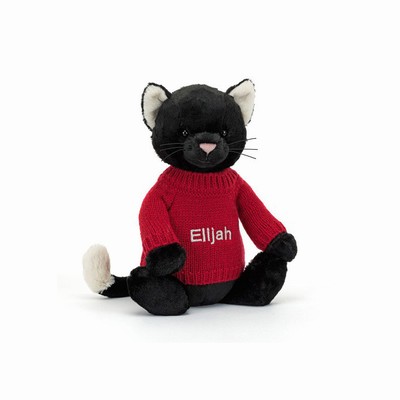 Jellycat Bashful Black Gatito with Red Jumper | ACUM-89265